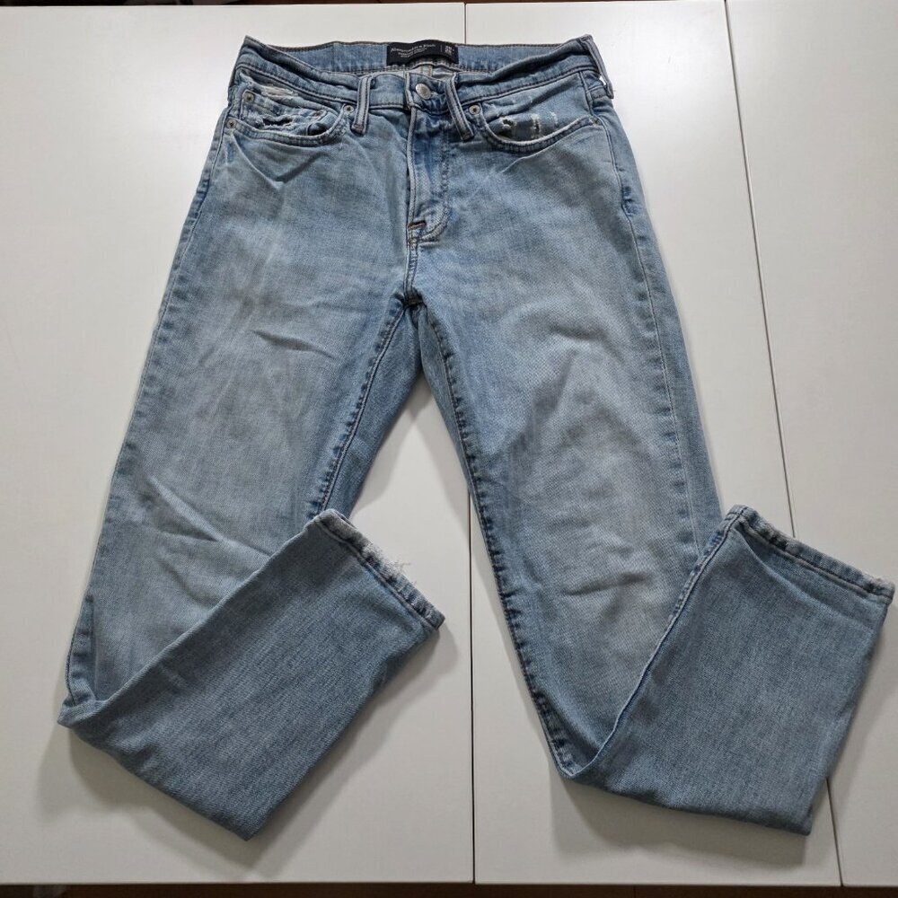 Abercrombie & Fitch Jeans Men 28x28 (27) Blue Athletic Skinny Stretch Distressed - Picture 8 of 16